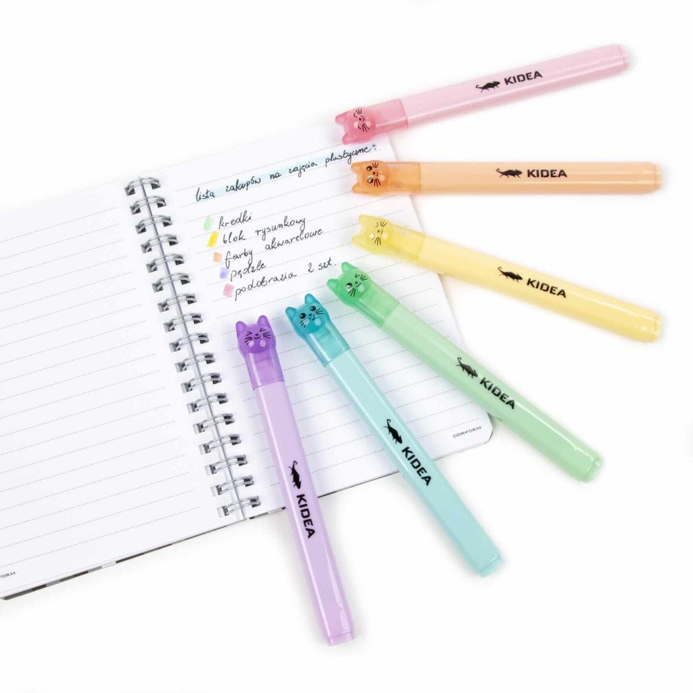 Filctoll keszlet 6 pasztell cicas kupakkal Kidea 1