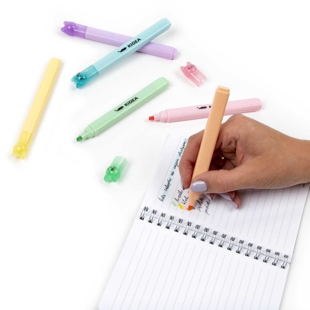 Filctoll keszlet 6 pasztell cicas kupakkal Kidea 3