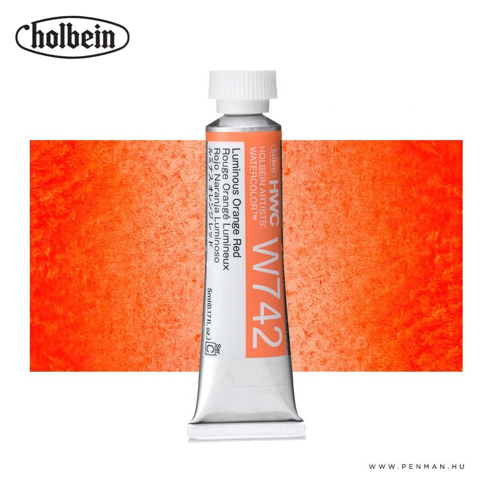 holbein akvarell 5ml W742 Luminous orange red 001